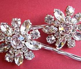 Wedding Hair Pins,Crystal Floral Hair Acessories, Bridal Hair pins, "Crystal Bouquet" Collection
