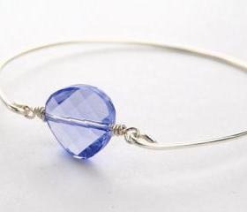 Periwinkle Twist Swarovski Crystal Sterling Silver Filled Bangle Bracelet-- Custom Made to Size