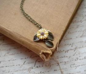 Leaf Necklace - Sun Flower Necklace - Vintage Necklace