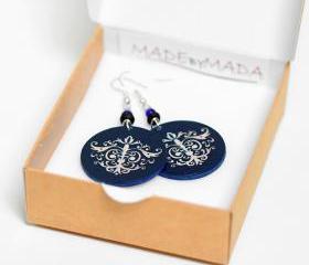 Damask Ornamental French style - decoupage earrings - double faced - size 3cm Ø