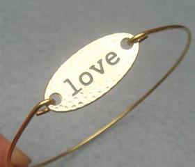 Love Brass Bangle Bracelet