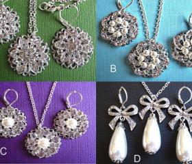 Bridesmaids Jewelry,Necklace and Earrings, Quantity discount s