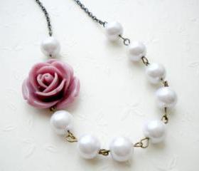 Bridesmaid Necklace - Purple Flower Necklace - Bridal Necklace