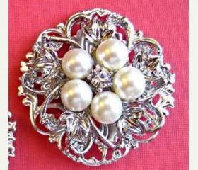 Wedding Brooch, Sash ,Cake, Pearl Blossom