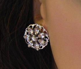 Wedding Earrings, stud Earrings, "Crystal Bouquet" Bridal Post Earrings