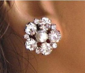 Wedding Earrings, Crystal and Pearl Earrings, Bridal Jewelry
