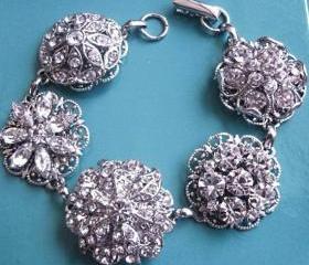 Wedding Jewelry -Brilliant Sparkle- Bridal Bracelet-Crystal Bracelet-Christmas Gift for Her- Holiday Party Jewelry-Statemen