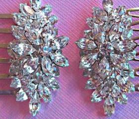 Wedding Hair Comb Set,Crystal Hair Comc, Vintage Style, Bridal Hair Accessories, Set of 2, Crystal Bouquet Collection