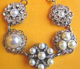 Wedding Jewelry, Pearl Bracelet, Statement Bracelet
