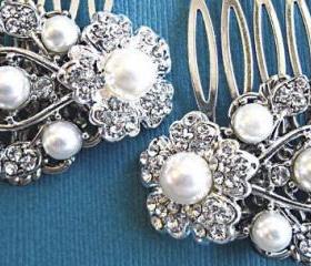 Bridal Hair Accessories, Wedding Hair Combs-Pearl and crystal Comb, Ivory Pearl Comb, White Pearl Comb- Ivy Rose collectio