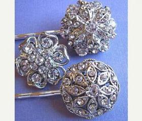 Wedding Hair Pins- Bridal Hair accessories- Vintage Style Hair Accessories, Hair Pin set of 3