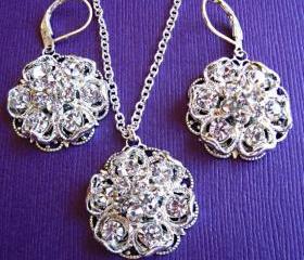 Wedding Necklace and Earrings Set, Blooming
