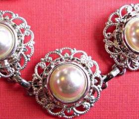 Wedding Bracelet, Pearl Bracelet, "Radiant" Collection, Pearl Wedding Jewelry, Christmas for her, Party, Holiday Jewelry