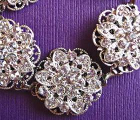 Wedding Jewelry, Crystal, Flower Bracelet, Bridal Jewelry,Silver bracelet