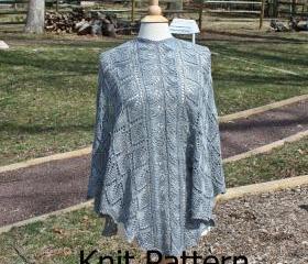 Knit Shawl Pattern - Triangle Shawl pattern - easy lace pattern leaf