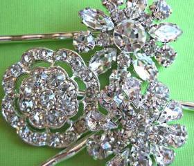 Wedding Hair Pins, Bridal Accessories, Crystal Hair Pins, Flower Accessories, Vintage style Hair clips,Set of 3