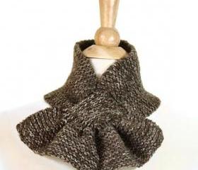 Knit scarf - scarflette - keyhole scarf brown multi winter warm