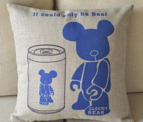 Blue Bear Print Decorative Pillow
