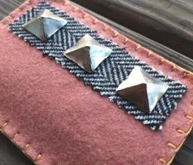 Peach Wool Felt Studded Card / Pill Pack Sleeve