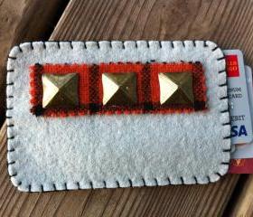 Grey Wool Felt Studded Card / Pill pack sleeve