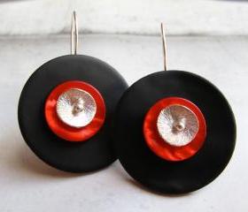 mother of pearl and sterling silver Big Double black earrings
