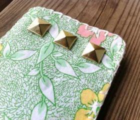 Floral Fabric iPhone 5 Phone Case with Gold Tone Studs