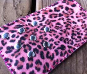 Felt Pink Cheetah Iphone 5 Case with Silver Studs