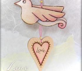 Wood Love Bird - pyrographed and crafted with Love