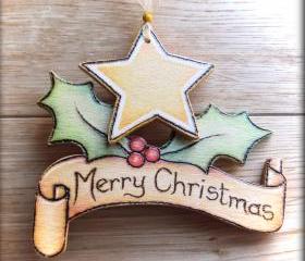 Wooden Personalised Christmas Scroll - pyrographed