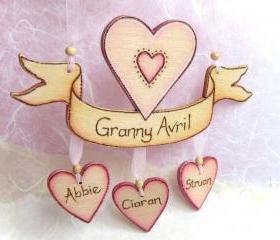 Personalized WOOD HEART scroll banner 