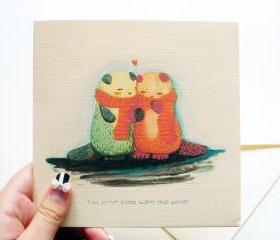 You Otter keep warm this winter christmas valentine love card