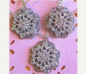 Bridesmaid Jewelry, Necklace and Earring Sets,"Floral Ice" Bridal Jewelry