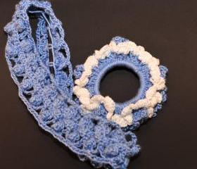 Baby Blue Lace Scrunchie/Headband Hair Accessories Set