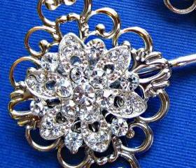 Wedding Hair Pins, Sparkling Flower , Victorian Style, Bridal accessory, Vintage Style Hair pin set