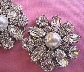 Wedding Shoe Clips, Floral and Pearl, Bridal shoe clips,Christmas Gift, Stocking Stuffer, Formal Holiday Jewelry