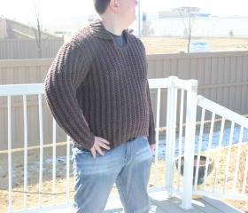 Ready to ship/Natural wool HANDMADE Knitted Sweater with Collar/ Unisex/ will fit size M to 2X Large