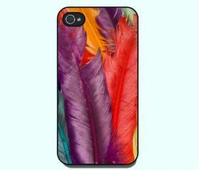 Colorful Feather-- for both iphone 4 case,iphone 5 case, personalied iphone case in hard plastic 