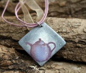 Teapot - hand painted pendant