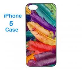 Iphone 5 case,iphone 4 case--Colorful feather, durable plastic case in black or white 