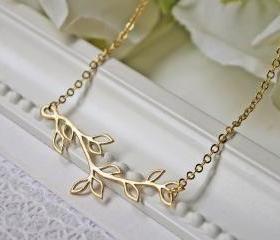 Matte Gold Branch Necklace. Simple. Minimalist. Modern