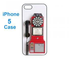 Iphone 5 case,iphone 4 case--Vintage red payphone, durable plastic case in black or white 