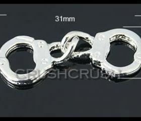  10pcs Silver Chain Handcuff Police Charms Pendants Connector Component PND-399