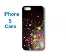 Iphone 5 case,iphone 4 case--colorful spots, durable plastic case in black or white 