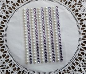 200 - 4mm self adhesive Shabby Chic Bling and Pearls - Lavender