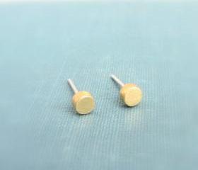 Round Studs - Post Earrings in Brass and Sterling Silver