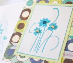 Flower Trio Thinking of You Greeting Card (Blank Inside) by The Leaf Studio. FREE shipping