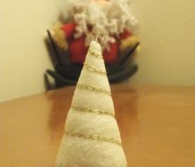Hand Embroided White Christmas Tree - Ornament as set of 4