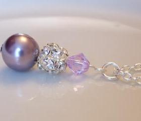 Bridesmaid Gift Jewelry - Purple Bridesmaids Pendant Necklace - Bridal Wedding Prom