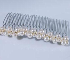 Wedding Hair Accessory - Swarovski pearl comb for bride or bridesmaids. Ivory