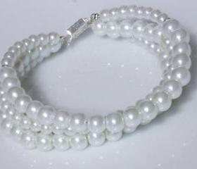Pearl Jewelry - Bracelet - 3 Rows - Bridal and Wedding Bracelet